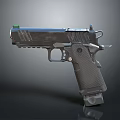Tactical Modern Pistol With Metal Construction Green Sight And Grip Texture