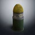 40MM CQ PRC Military Ammunition Round Featuring Yellow Top And Green Body