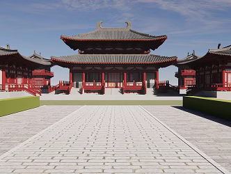 Chinese Temple Ancient Building Group Temple Architecture 3d model