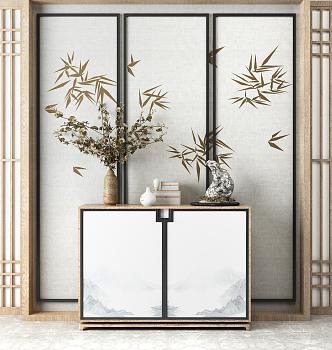 New Chinese-style Side Cabinet Entrance Side Cabinet 3d model