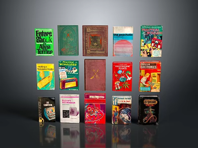 Vintage Book Collection With Colorful Covers Various Designs And Classic Titles 3d model