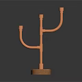 Stylish Copper Candle Holder With Three Arms And Wooden Base