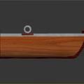 Wooden Small Boat With Red Orange Hull Metal Rings And Wooden Seats