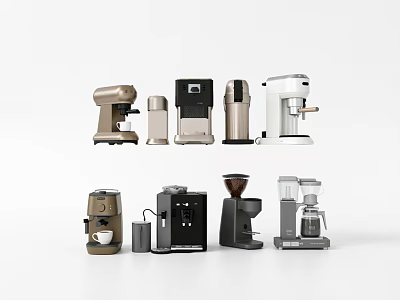 Various Style Coffee Makers In Gold Black White Silver For Daily Kitchen Use 3d model