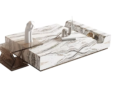 Modern Marble Coffee Table With Decorative Sculptures And Stylish Accents 3d model