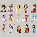 Chinese Traditional Cultural Character Pendants With Colorful Costumes And Various Headdresses