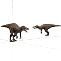 Two Dinosaurs Facing Each Other With Open Mouths in 3D Render 3d model