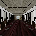 Conference Room Interior With Long Table Comfortable Chairs Sofas And Projection Screen