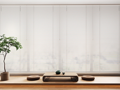 blinds venetian blinds shangri-la curtain cushion coffee table plant 3d model