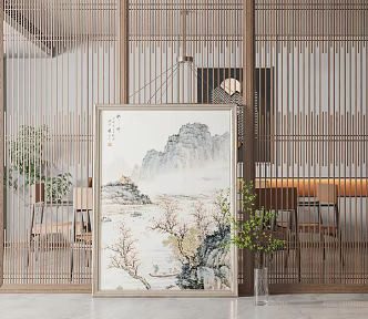 New Chinese Landscape Painting Hanging Painting 3d model