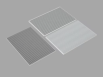 Three Decorative Rectangular Striped Panels In Black White And Gray 3d model