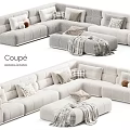 Comfortable Modern Sectional Sofa in Various Colors with Cushions and Ottoman