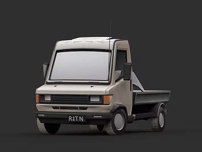 Cream Single Cab Flatbed Truck Showing Front Design And Cargo Bed 3d model