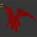 Detailed 3D Fantasy Dragon Model With Black Body Orange Red Wings Open Mouth