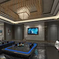 Luxurious KTV Interior Design With Elegant Sofas Chandelier And Marble Flooring 3d model