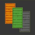 Colorful Stacked Shipping Containers in Green Orange and Gray on Dark Background