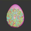 Chicken Egg With Intricate Pink Floral Pattern And Shiny Surface Design
