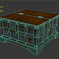 Vintage Wooden Storage Box With Square Shape Turquoise Green Panels And Rustic Brown Top