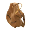 Brown Canvas Backpack With Zipper Pocket And Adjustable Shoulder Straps
