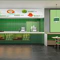 Modern Green And White Restaurant Interior With Pendant Lights Wooden Tables And Chairs