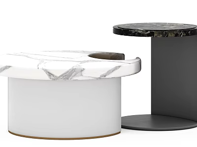 Modern Coffee Tables With White And Black Marble Tops And Sleek Bases 3d model