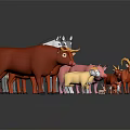 Colorful Farm Animal Toy Models Including Cows Pigs Sheep And Goats In Different Sizes