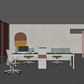 Modern Public Office Space Interior With Desks Chairs Open Layout Potted Plant And Bright Lighting