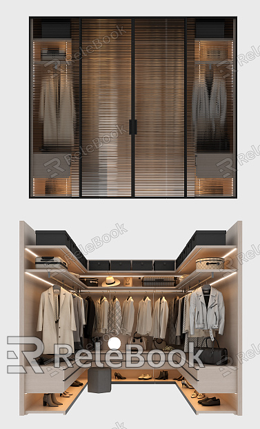 Modern wardrobe cloakroom combination model