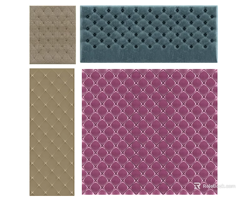 Textured Soft Upholstery in Various Colors with Decorative Patterns for Interior Design 3d model 