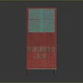 Modern Red And Green Entryway Cabinet Sideboard With Drawers And Cabinet Doors