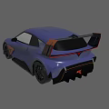 Blue And Gray Sports Car Model With Streamlined Design And Rear Spoiler