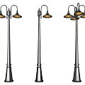 Outdoor Pole Lights With Classic Design And Multiple Decorative Lampshades For Exterior Lighting