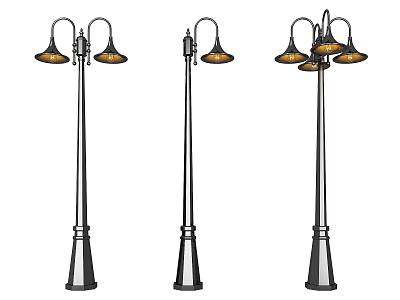 Outdoor Pole Lights With Classic Design And Multiple Decorative Lampshades For Exterior Lighting 3d model