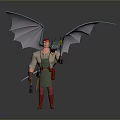 Dragon Winged Character With Red Hair White Shirt Green Apron Glowing Staff And Hammer