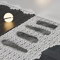 Modern Road Facilities With Stone Stepping Stones Round Globe Light And White Gravel Pavement