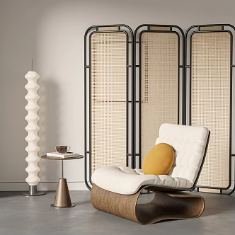Middle-ancient style leisure chair floor lamp screen side table 3d model