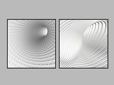 Modern Abstract Geometric Spiral Artworks As Square Framed Wall Decor 3d model