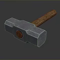Classic Metal Head Hammer Weapon With Wooden Handle And Reflective Surface