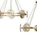 Modern Decorative Chandeliers with Gold Metal Frame and Transparent Round Glass Elements