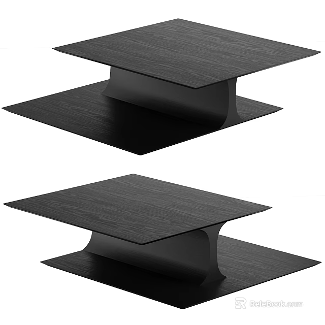Modern Black Coffee Table With Two Tier Structure And Sleek Wooden Surface 3d model 