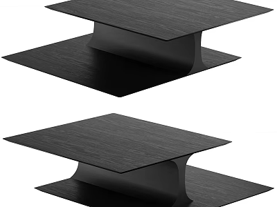 Modern Black Coffee Table With Two Tier Structure And Sleek Wooden Surface 3d model