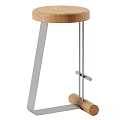 Modern Single Chair With Wooden Seat And Metal Frame Design Structure