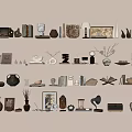 Wind Ornaments Combination Book Vase Decoration Combination 3d model