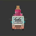 Toy Ice Cream Truck With Pink Ice Cream Orange Waffle Cone And Colorful Exterior Design