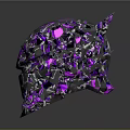 Abstract Purple Silver Crystal Sculpture With Geometric Facets And Sharp Edges