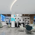 Spacious Bright Dental Clinic Interior With White Tone Blue Decor Medical Equipment Chairs And Displays