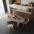 Elegant Restaurant Interior With Wooden Decor Chandelier Round Dining Table And Chairs