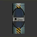 Other Blue Cylindrical Container With Yellow Black Warning Stripes And Gray Controller With Green Indicator