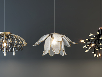 Modern chandelier fashion simple metal chandelier combination 3d model