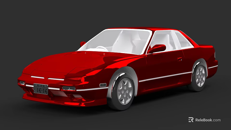 Red Two Door Sports Car With Sleek Design Silver Wheels And White Windows 3d model 